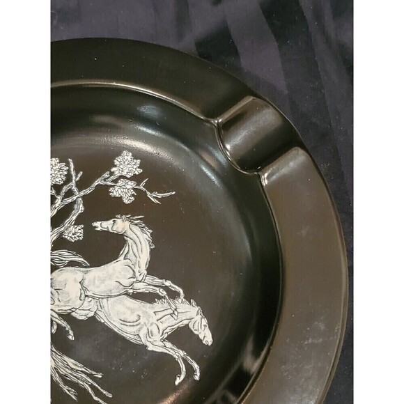 VINTAGE MCM RARE CROWN DEVON PEGASUS BLACK ASHTRAY TRINKET DISH ENGLAND 1960s - Picture 6 of 12